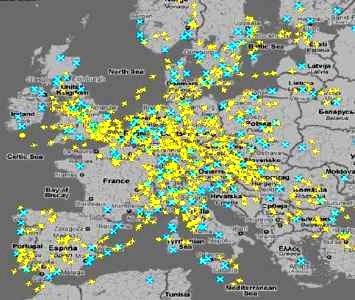 Flugzeugpositionen Europa
