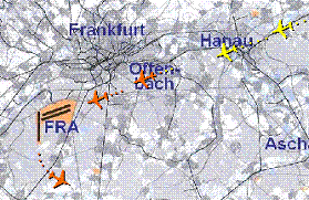 Flugzeugpositionen Rhein-Main-Gebiet